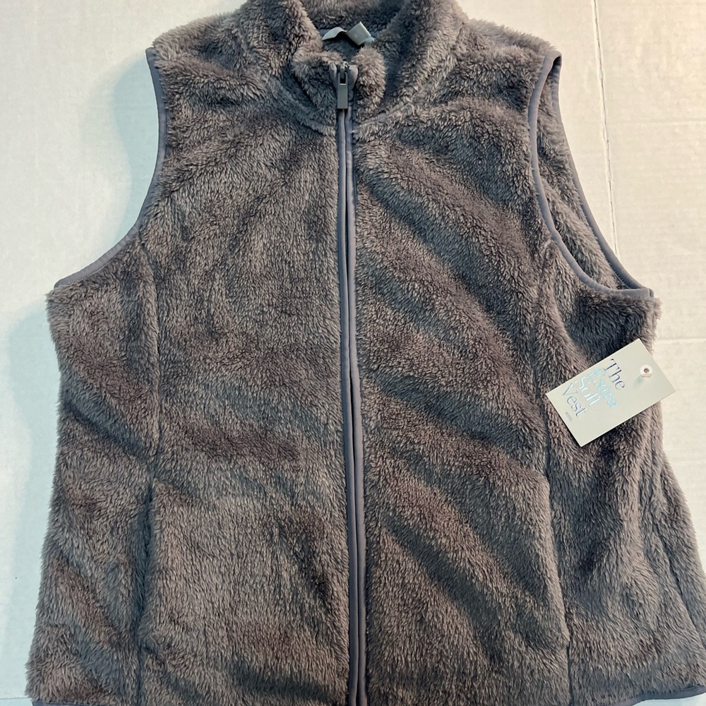 Croft & Barrow Charcoal Plush Vest